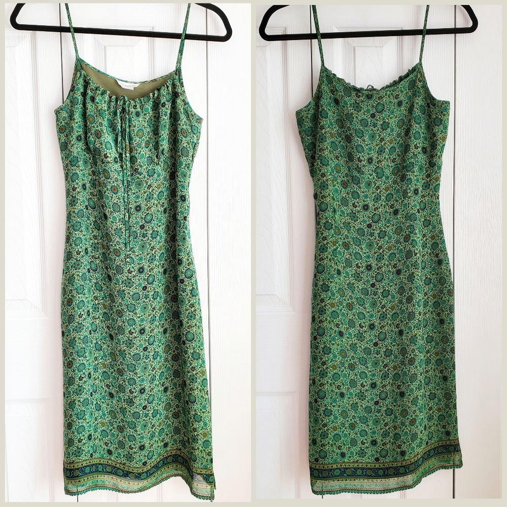 Vintage Tessuto Slip Dress - Green Paisley Size S (*Runs Small - Fits Like XS*)